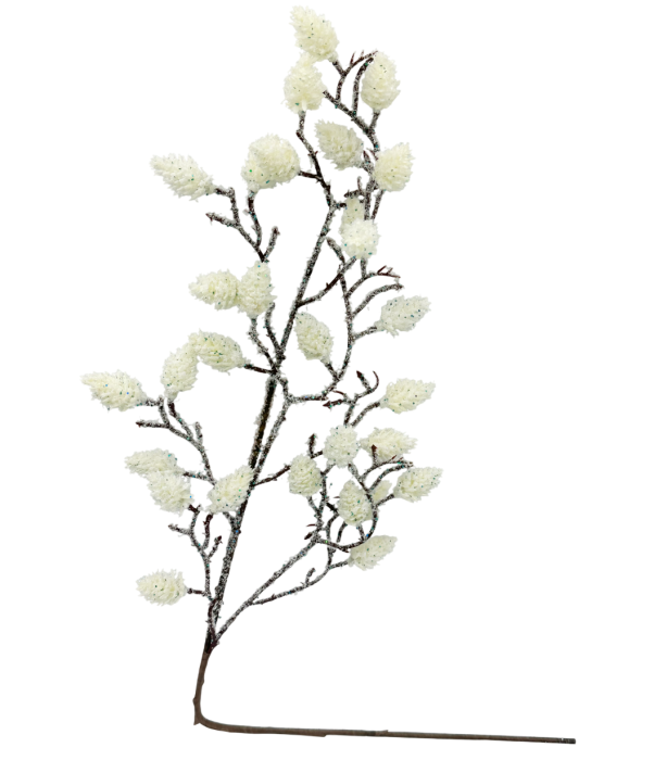 Ramura decorativa cu conuri inghetate CHILLY, Alb, 60cm [1]