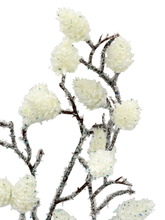 Ramura decorativa cu conuri inghetate CHILLY, Alb, 60cm [2]