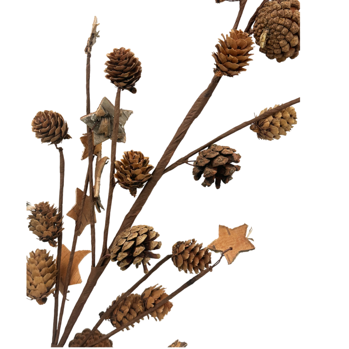 Ramura decorativa cu conuri si stelute lemn COUNTRY, 90cm [2]