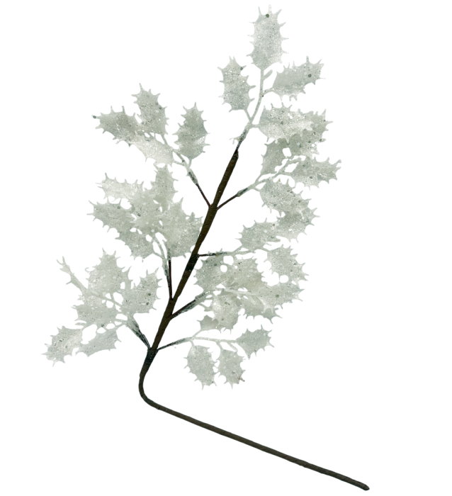 Ramura decorativa cu frunze ilex FREEZY, Alb [2]