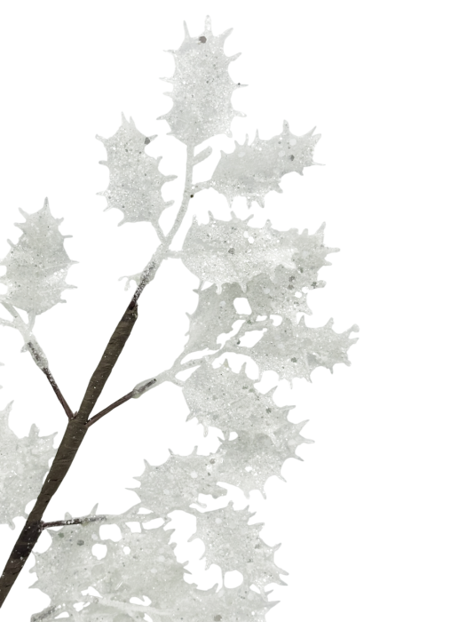 Ramura decorativa cu frunze ilex FREEZY, Alb [4]