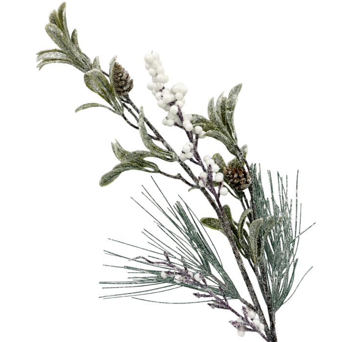 Creanga decorativa cu frunze ninse si conuri CHARM [2]