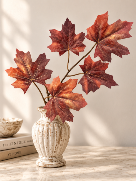 Creanga decorativa cu frunze  AUTUMN MAPLE - Ruginiu [3]