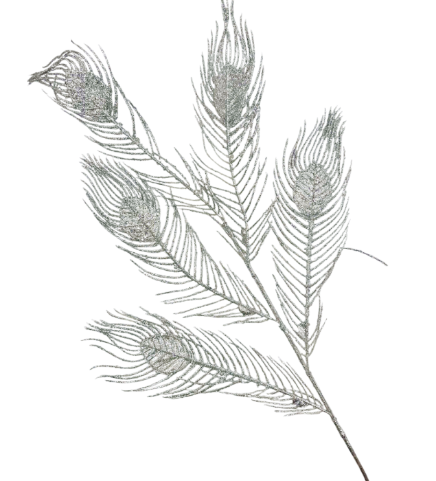 Ramura decorativa cu sclipici PEACOCK, Argintiu, 100cm [2]
