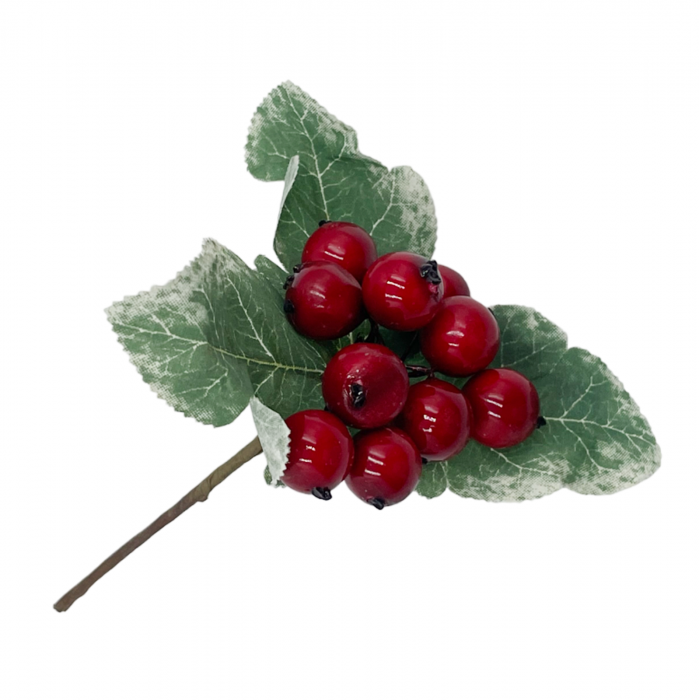 Crenguta decor Craciun BERRY, Rosu, 14cm [1]