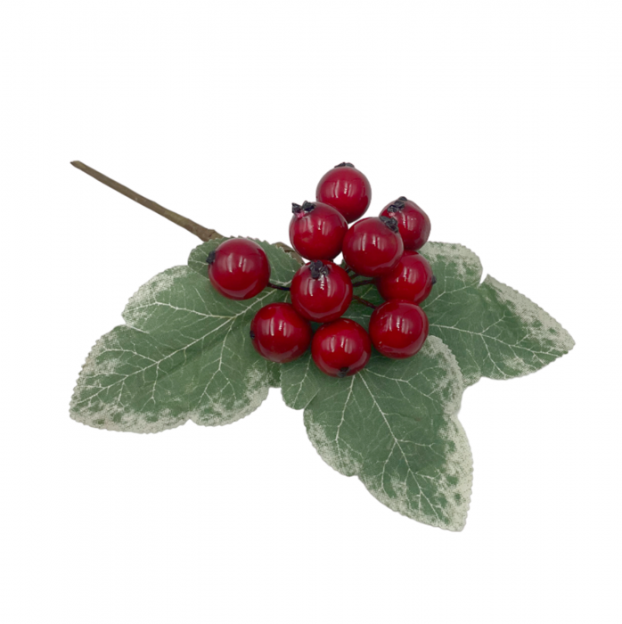 Crenguta decor Craciun BERRY, Rosu, 14cm [2]