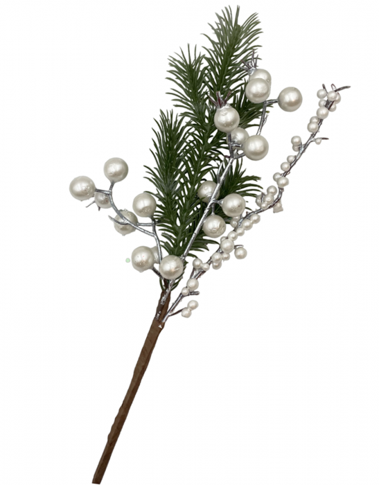 Ornament Craciun PEARLY, Alb, 30cm [1]
