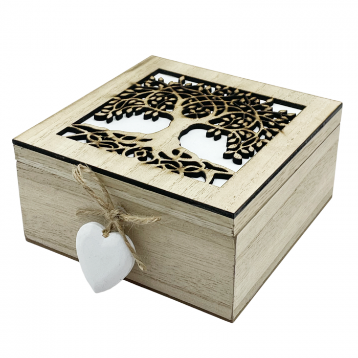 Cutie lemn TREE OF LIFE, 12x12x5cm [1]