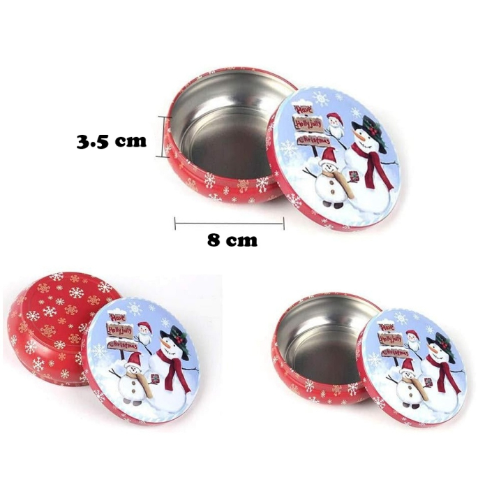 Cutie metalică rotundă pentru cadouri JOLLY – model Crăciun [2]