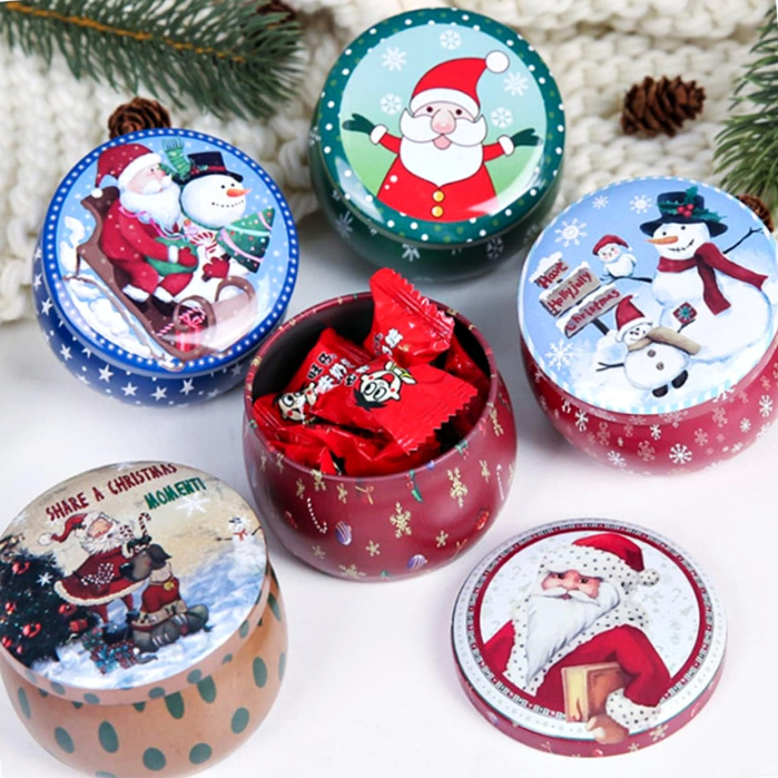 Cutie metalică rotundă pentru cadouri JOLLY – model Crăciun [3]