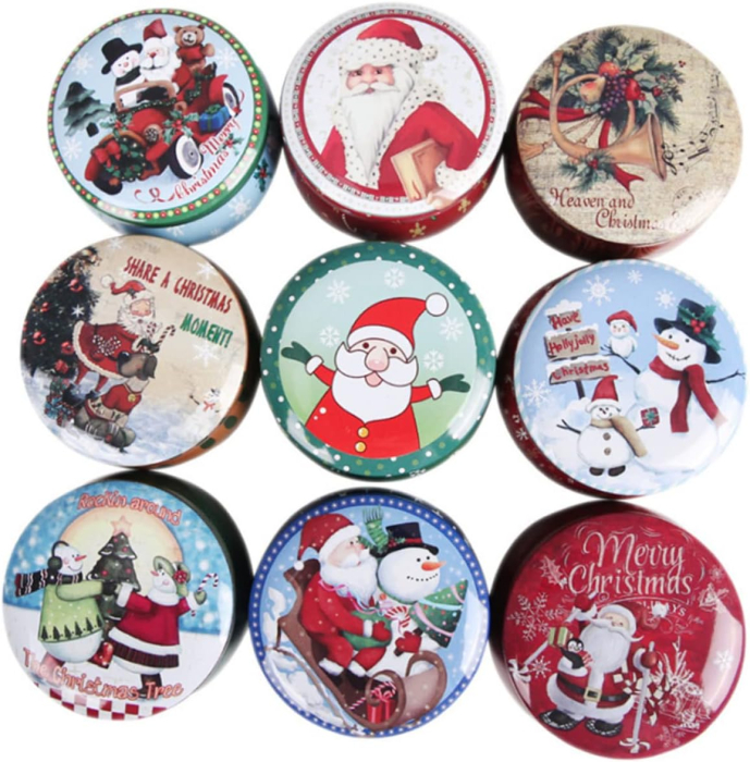 Cutie metalică rotundă pentru cadouri JOLLY – model Crăciun [5]