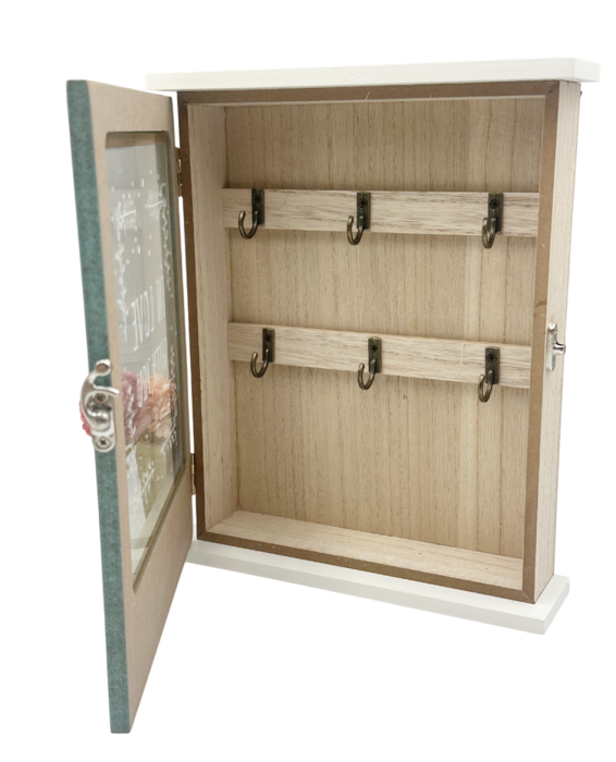 Cutie pentru Chei ROMANCE din Lemn - Decor Floral, 21x25.5 cm [2]