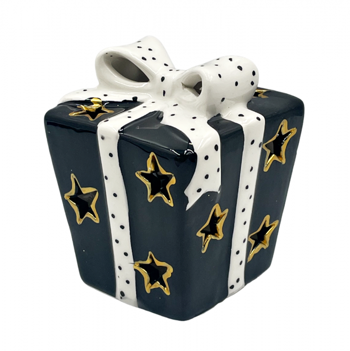 Decor Craciun cu leduri GIFT, Negru/ Alb, 7.5x7.5cm [1]