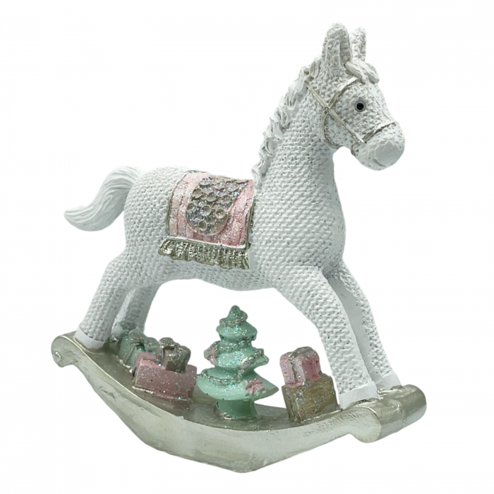 Decor Craciun Cal cu bradut JOY, Alb, 12x13cm [1]