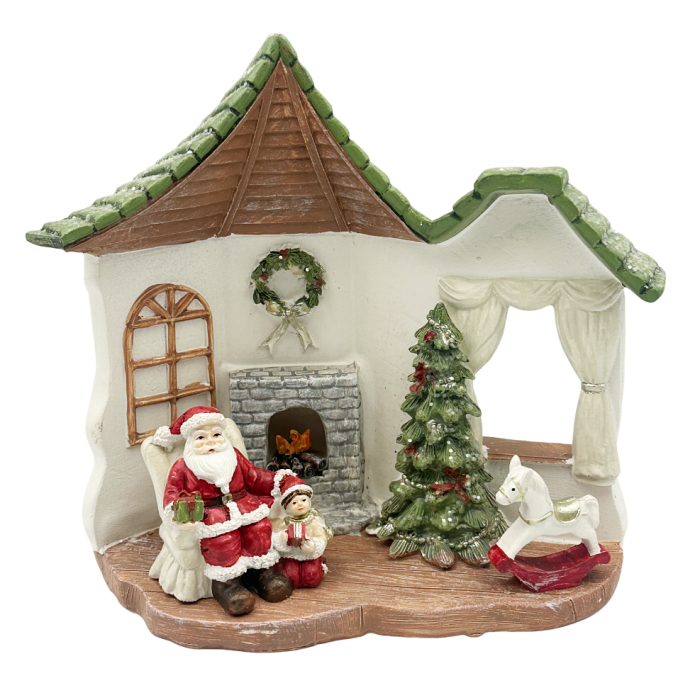 Decor Crăciun cu LED – Căsuță cu Moș Crăciun și Copil [1]