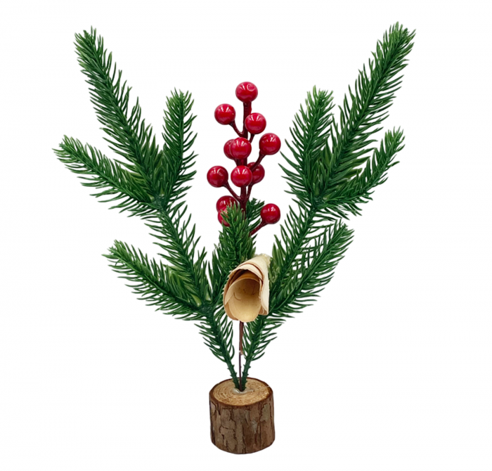 Decor Craciun cu brad si bobite BERRY, 24cm [1]