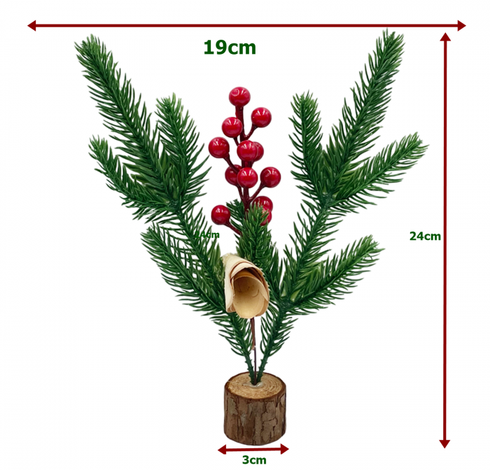 Decor Craciun cu brad si bobite BERRY, 24cm [2]
