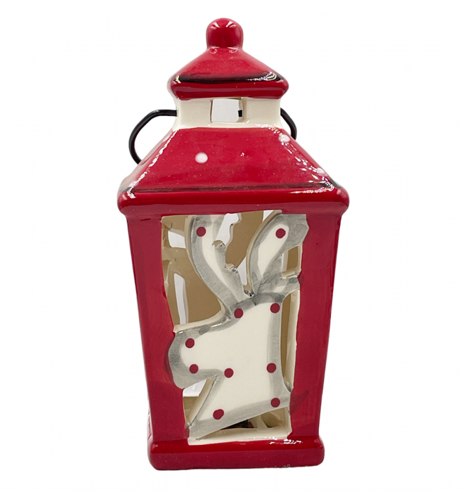 Felinar Craciun cu lumina LED VIXEN, Rosu, 15cm [2]
