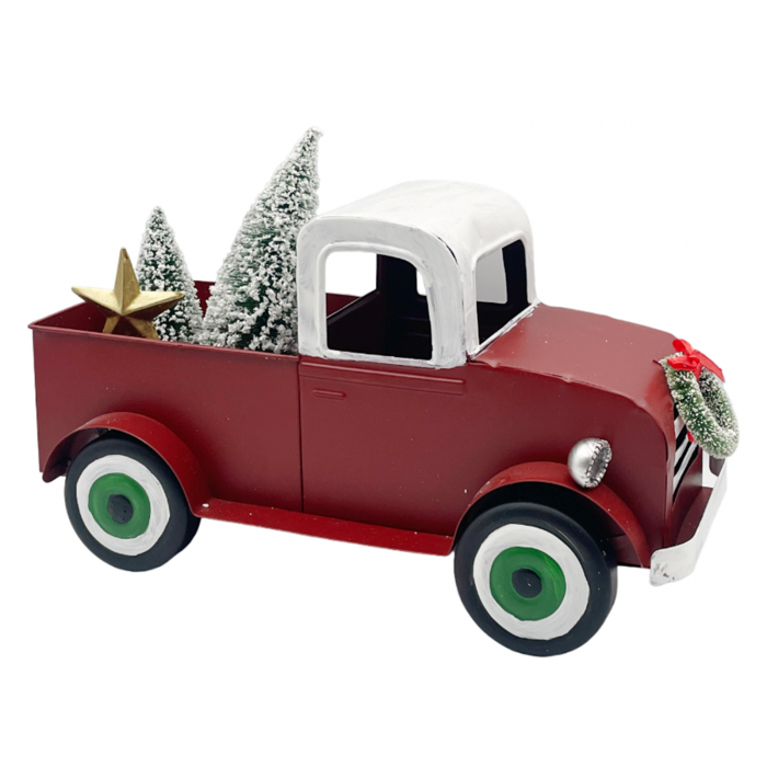 Decor Craciun Camioneta cu braduti si coronita JOY, 30x17cm [2]