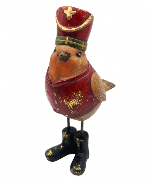 Decor Craciun Pasare ROBIN, Rosu, 13cm [2]