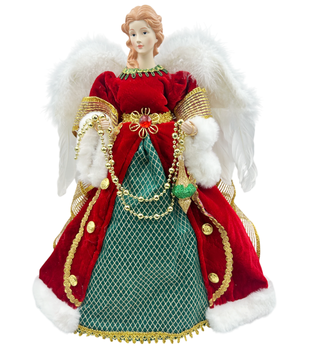 Decor Craciun - Varf de brad Inger CELINE, Rosu Verde, 45cm [1]