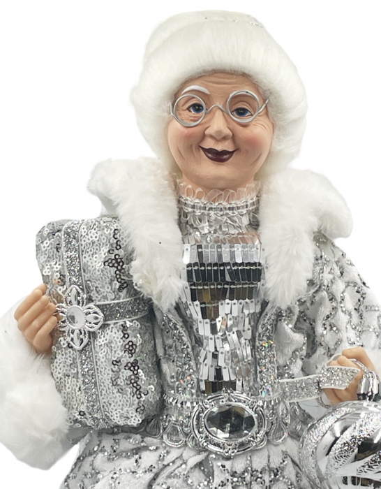 Decor Craciun - Varf de brad MRS CLAUS, Alb/ Argintiu, 45cm [2]