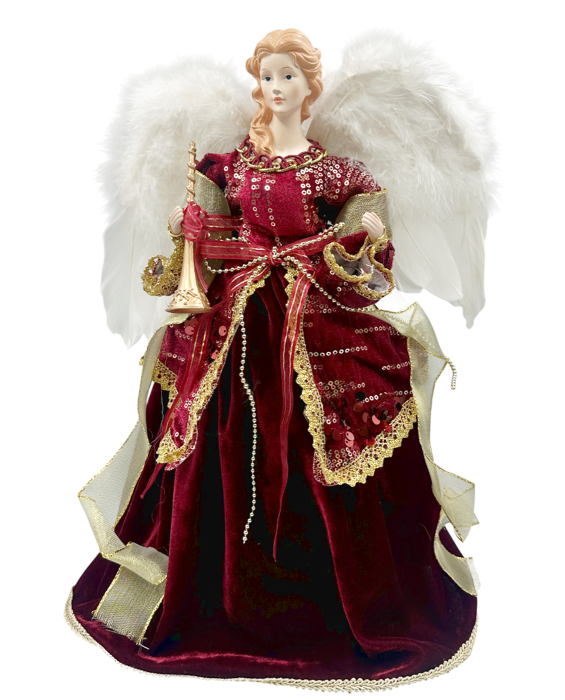 Decor Craciun - Varf de brad Inger EVANGELINE, Burgundy, 45cm [2]