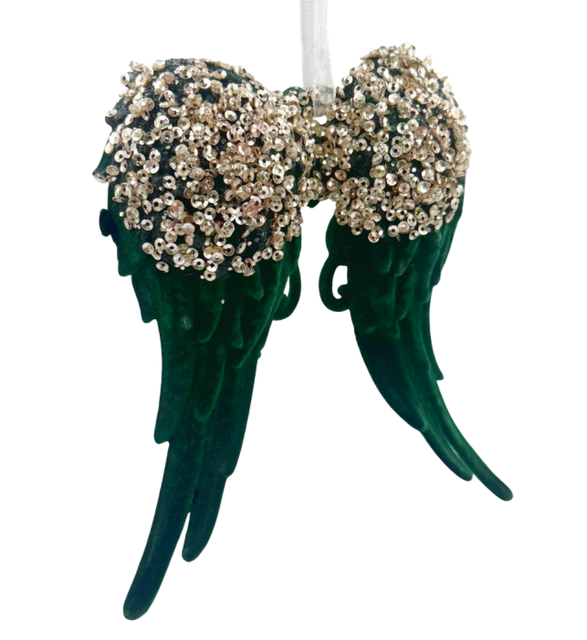 Decoratiune Craciun - Aripi de Inger verzi cu paiete [2]