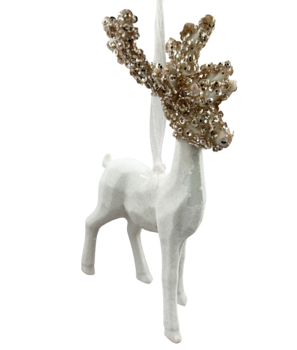 Ren decorativ din catifea alba cu coarne stralucitoare [2]