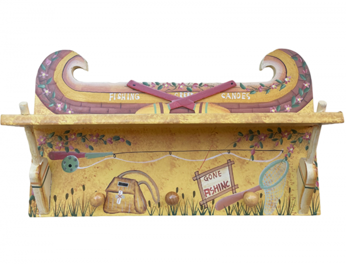 Cuier decorativ cu polita FISHING TIME, 30x17cm [1]