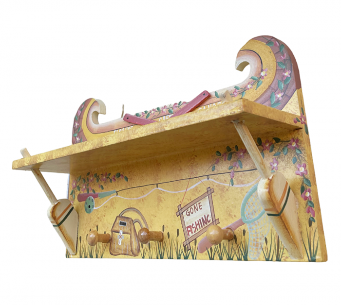 Cuier decorativ cu polita FISHING TIME, 30x17cm [2]