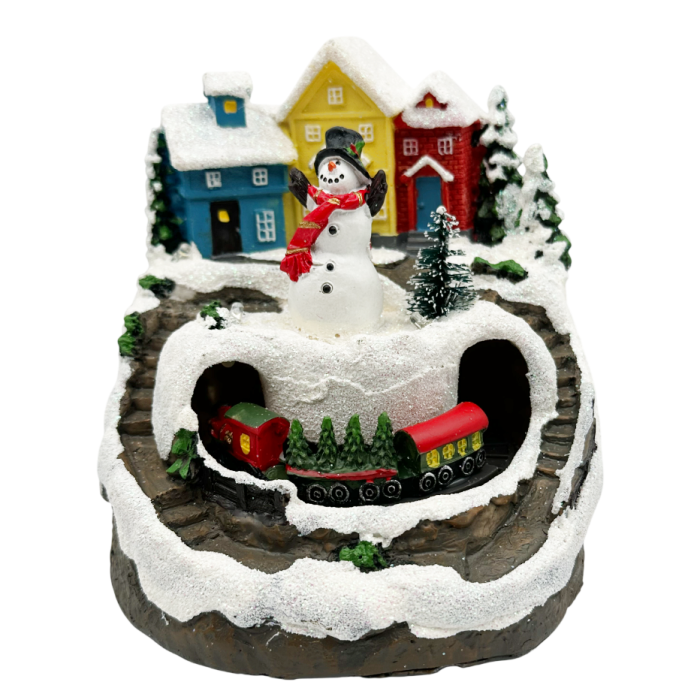 Scena de Craciun cu trenulet animat si Om de Zapada JOY [1]