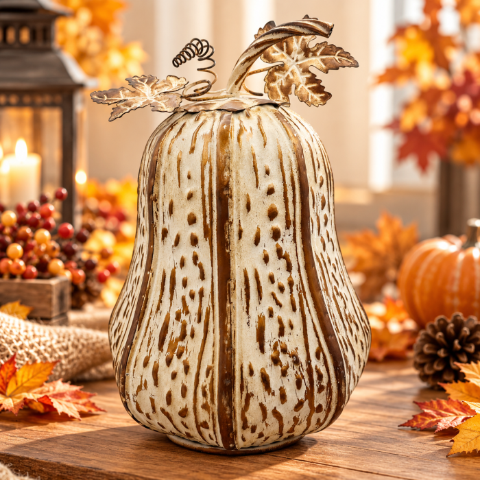 Dovleac decorativ din metal RUSTIC HARVEST - 13x20x30 cm [2]
