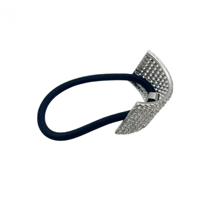 Elastic pentru par LOLITA cu strasuri, Argintiu, 3.5cm [2]