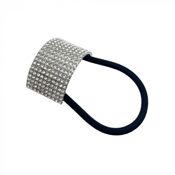 Elastic pentru par LOLITA cu strasuri, Argintiu, 3.5cm [1]
