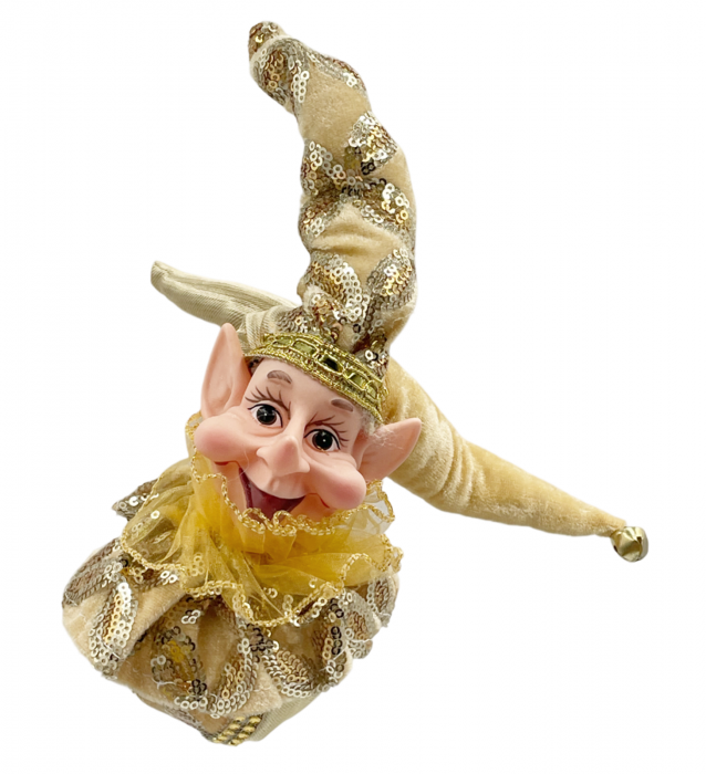 Elf decor brad Craciun PEPPER, Auriu, 30cm [3]