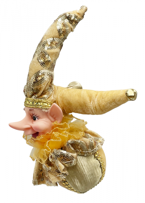 Elf decor brad Craciun PEPPER, Auriu, 30cm [1]