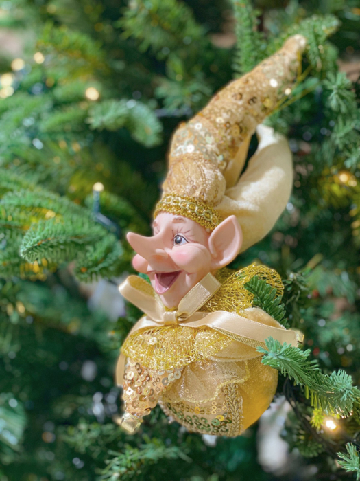 Elf decor brad Craciun PEPPER, Auriu, 30cm [2]