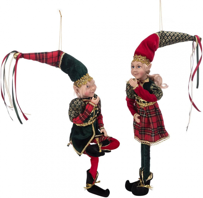 Set 2 Elfi decor Craciun ARIEL & BERNARD, Verde/ Rosu, 50cm [2]