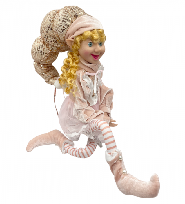 Elf decor Craciun ARIEL, Roz/ Auriu, 50cm [2]