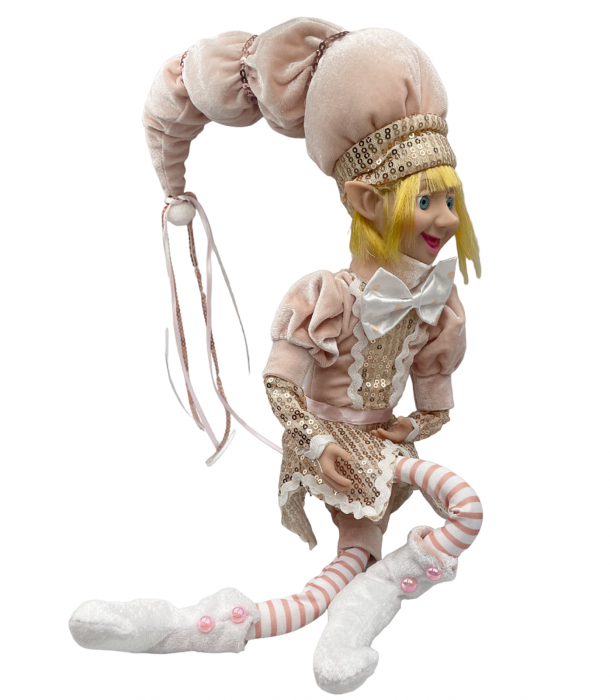 Elf decor Craciun BERNARD, Roz/ Auriu, 50cm [3]