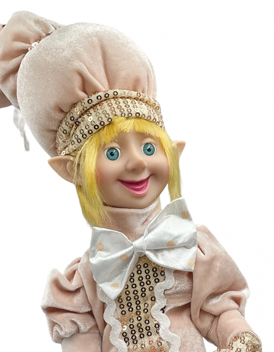 Elf decor Craciun BERNARD, Roz/ Auriu, 50cm [2]