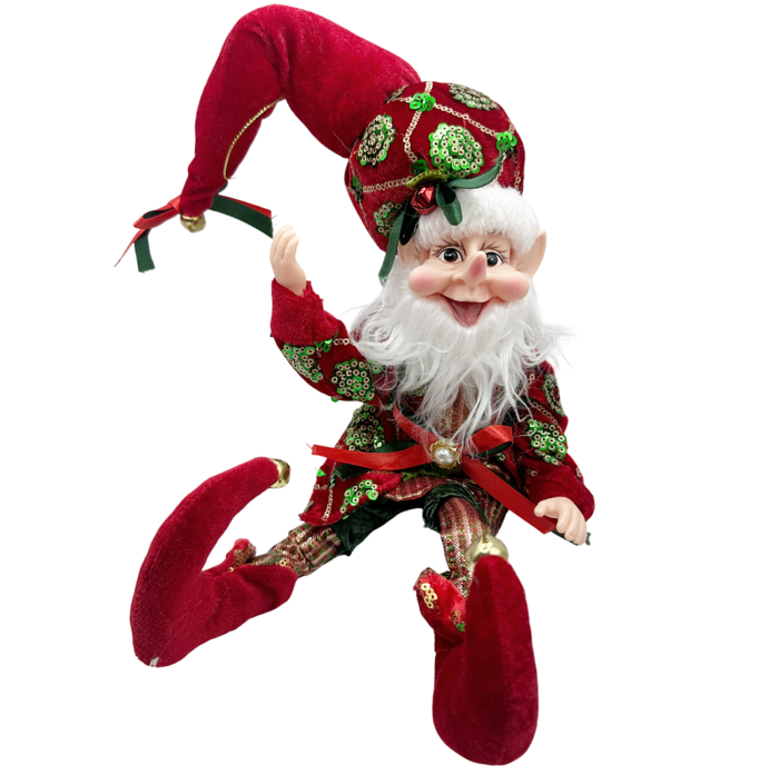 Elf decor Craciun TINSEL, Verde Rosu, 40cm [4]