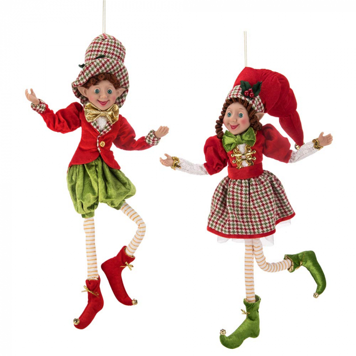 Elf decor Craciun RIVER, Verde/ Rosu, 50cm [4]