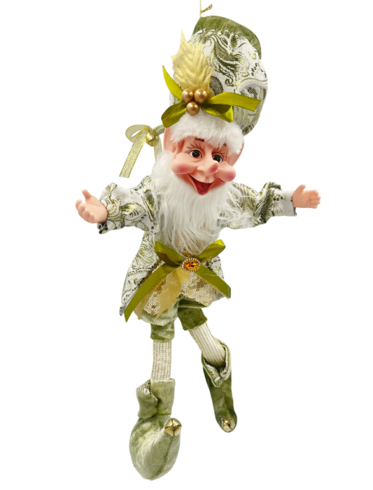 Spiridus decorativ cu caciula catifea TINSEL, Verde fistic, 40cm [2]