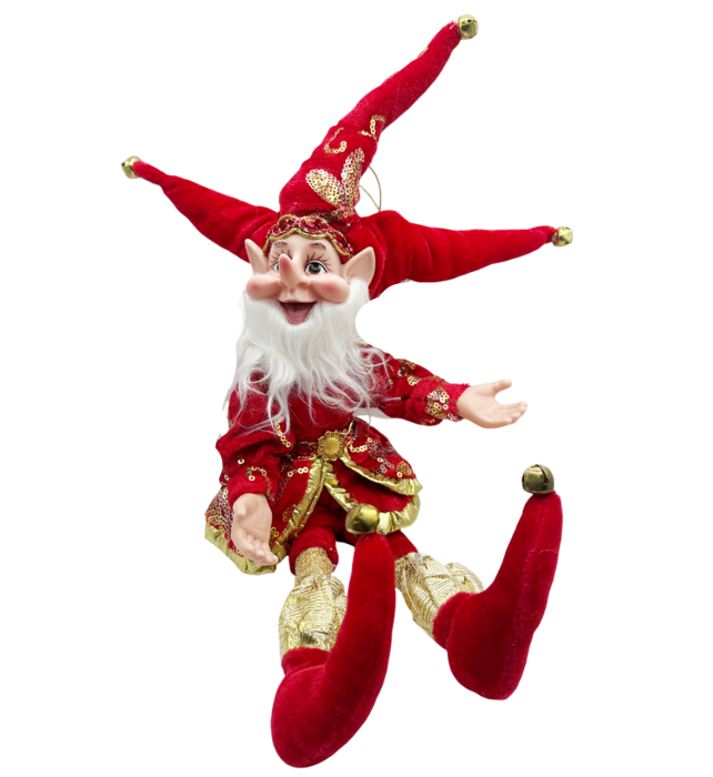 Elf decor Craciun TINSEL, Rosu, 40cm [1]