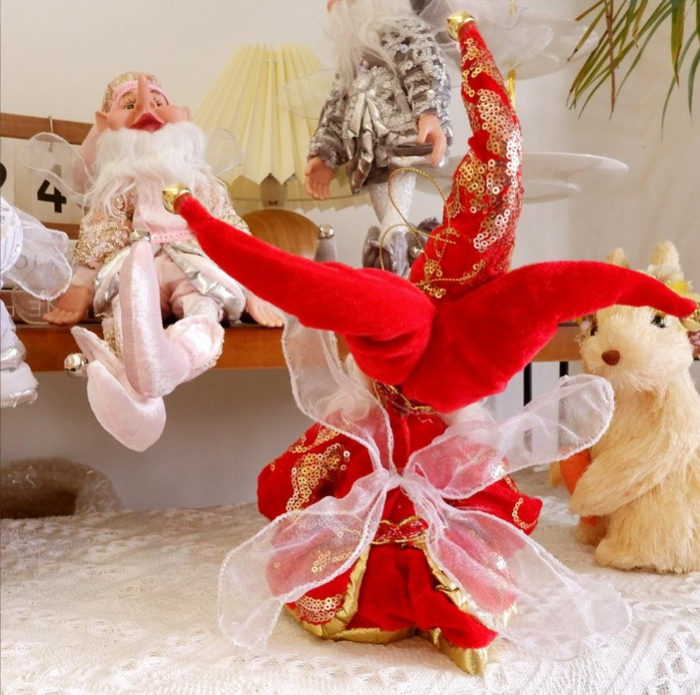Elf decor Craciun TINSEL, Rosu, 40cm [4]