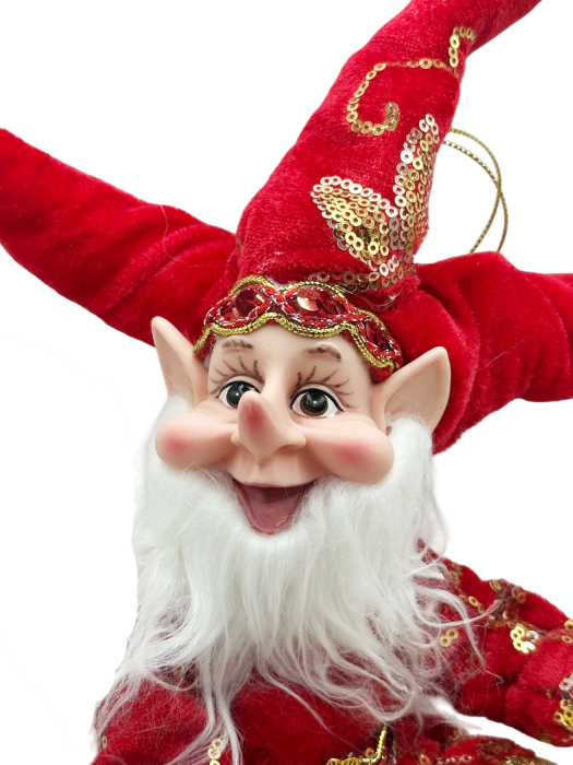 Elf decor Craciun TINSEL, Rosu, 40cm [3]