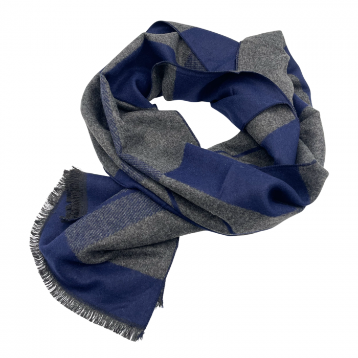 Esarfa barbati Cashmere CLAUDE, Bleumarin/ Gri [1]