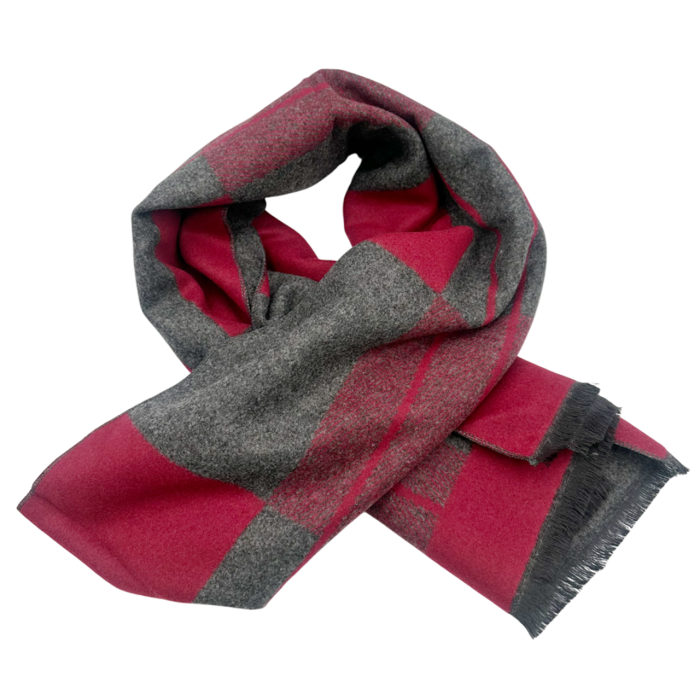 Esarfa barbati Cashmere CLAUDE, Rosu Gri [3]
